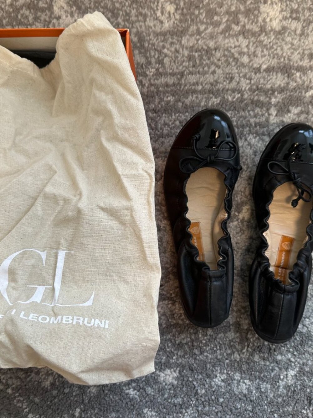 AGL Attilio Giusti Leombruni Black Patent Cap Toe Ballet Flat 35 | Box & DustBag